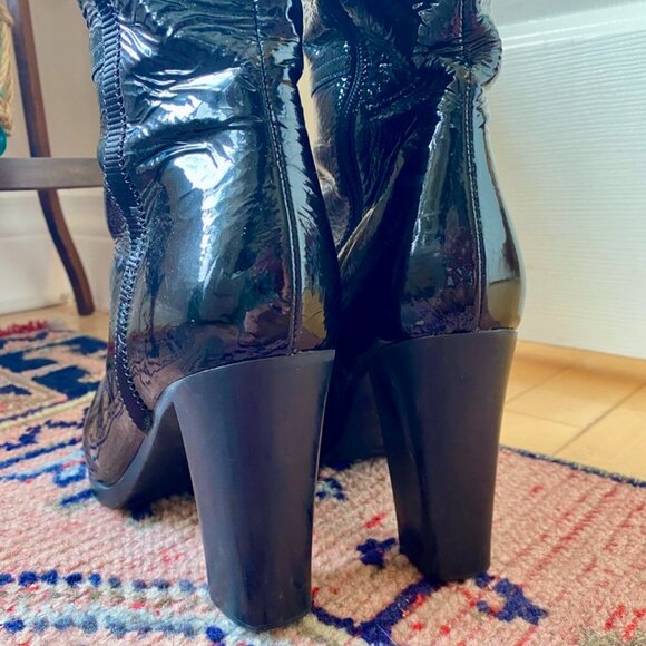 Prada Vintage Black Patent Leather Heeled Boots - Picture 10 of 14